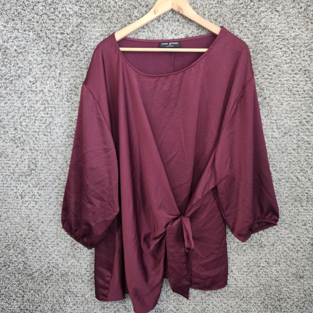 Lane Bryant Top Womens Plus 30/32 Burgundy 3/4 Sleeve Blouse Casual Ladies